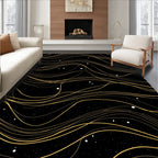 Golden Swirls on Starry Night Sky Rug