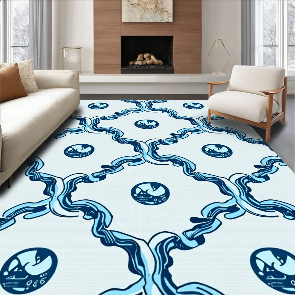 Navy Blue Intertwined Lattice Rug