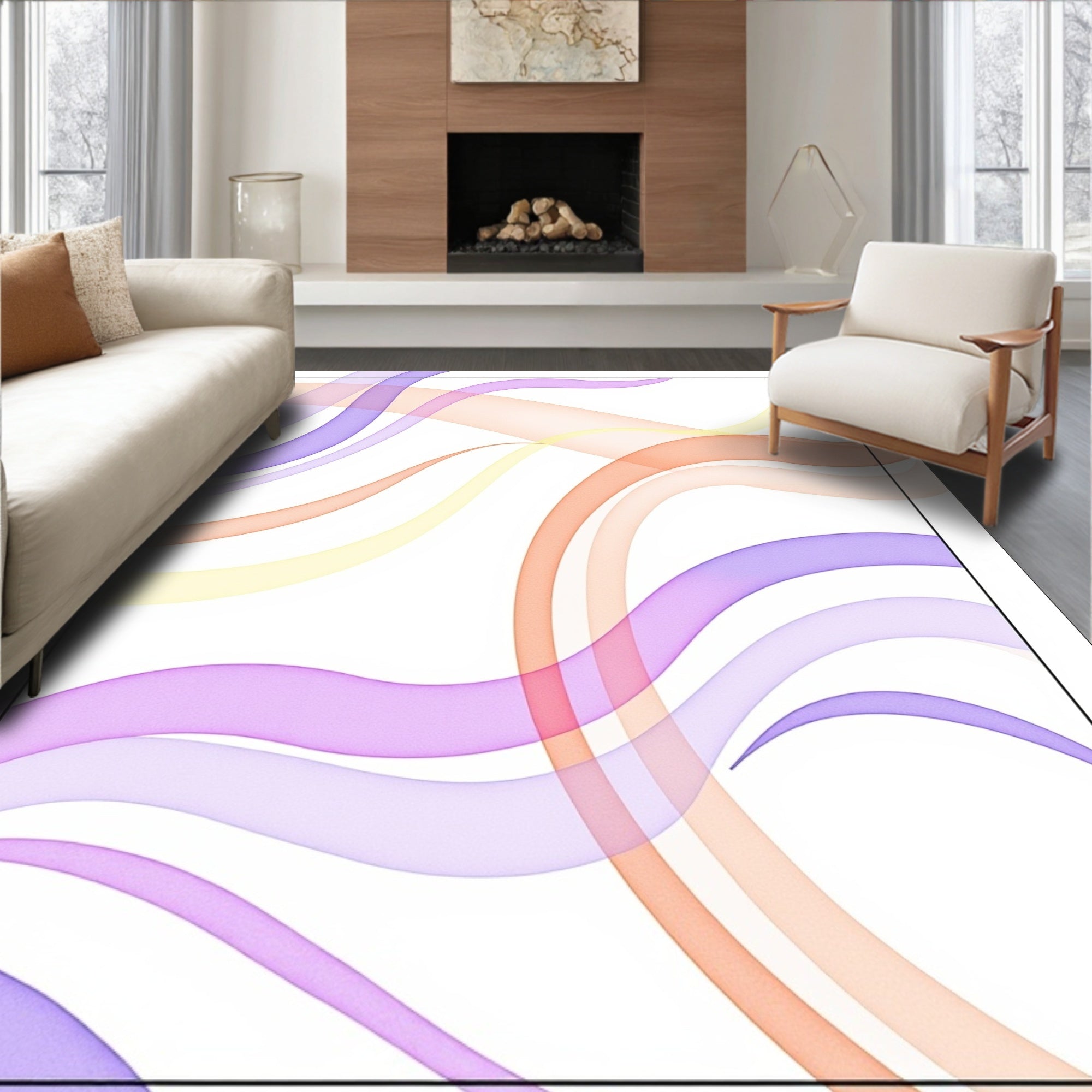 Pastel Swirl Ribbon Abstract Rug