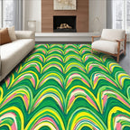 Tropical Green Yellow Pink Arches Rug