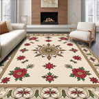 Vintage Floral Medallion Cream Rose Rug