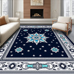 Dark Blue Celestial Star Medallion Rug