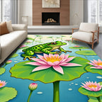 Green Frog Pond Lily Pad Collage Rug