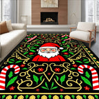 Christmas Santa Claus Candy Cane Swirls Rug