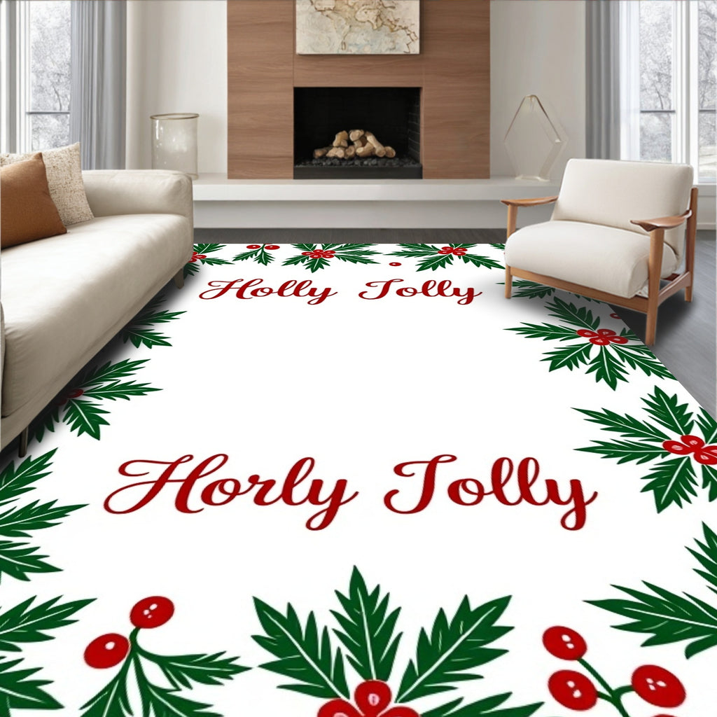 Festive Holly Berry Border Rug