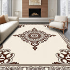 Brown Cream Medallion Border Rug