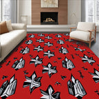 Crimson Crystal Star Abstract Rug