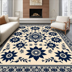 Midnight Bloom Botanical Border Rug
