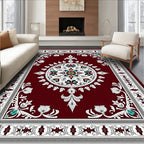 Deep Red Medallion Floral Elegance Rug