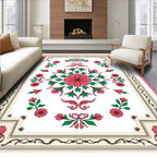 Pink Floral Medallion With Green Accents Rug