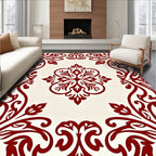 Crimson Ivory Floral Medallion Border Rug