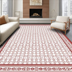 Deep Red Ornate Lattice Rug