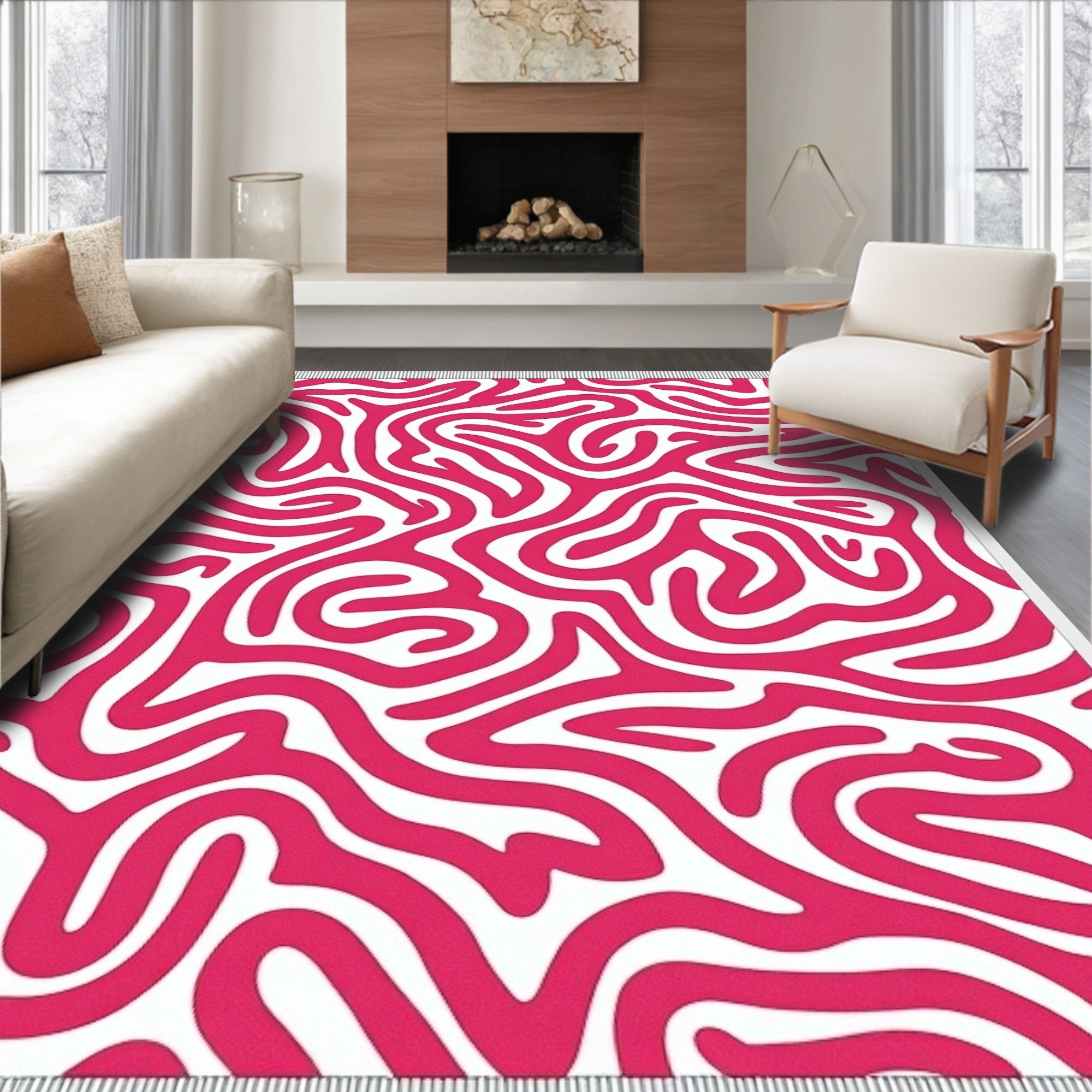 Bold Pink Organic Swirl Rug