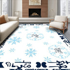 Whimsical Snowman Snowflake Winter Border Rug