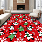 Red Snowmen With Green Coats Rug