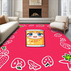 Anime Strawberry Cup Border Rug