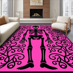 Hot Pink Skeleton With Black Swirls Rug
