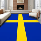 Bold Blue Yellow Nordic Cross Rug