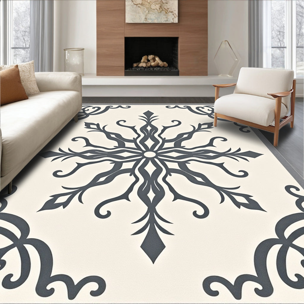 Dark Gray Medallion Inlay Rug