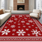 Festive Red Snowflake Winter Wonderland Rug