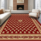 Crimson Gold Intricate Floral Medallion Rug