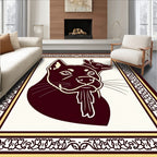 Dark Burgundy Twin Dogs Portrait Rug