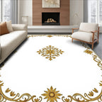 Golden Floral Garland Border Rug