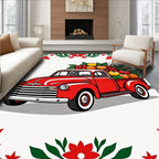 Red Vintage Truck Fruity Garland Rug
