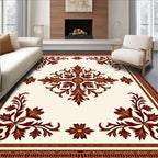 Elegant Burgundy and Gold Floral Medallion Rug