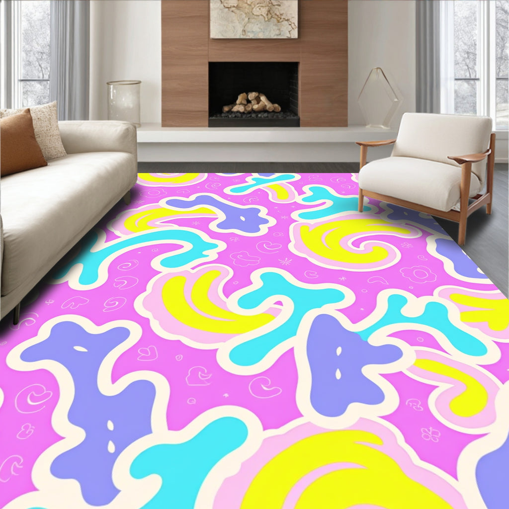 Rad Vibrant Pink Abstract Flow Rug