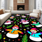 Happy Snowmen And Pine Sprigs Rug