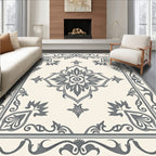 Classic Gray Floral Medallion Border Rug