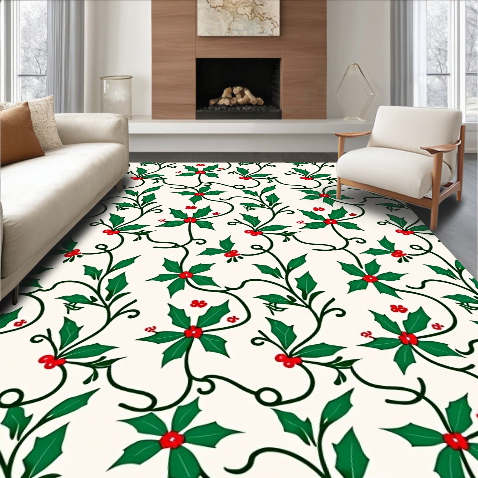 Holiday Holly Berry Vine Rug
