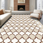 Elegant Tan Quatrefoil Lattice Rug