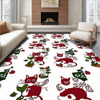 Whimsical Red Cat Garden Whimsy Rug
