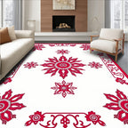 Crimson Floral Sunburst Arrangement Rug