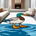 Whimsical Mallard Duck Rippling Water Rug