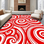 Bold Red Swirl Graphic Rug