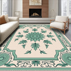 Teal Floral Medallion Frame Rug