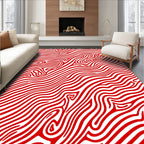 Crimson White Swirling Stripe Rug