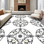 Cream Black Classic Medallion Rug