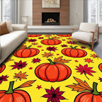 Orange Pumpkin Autumn Leaf Collage Rug