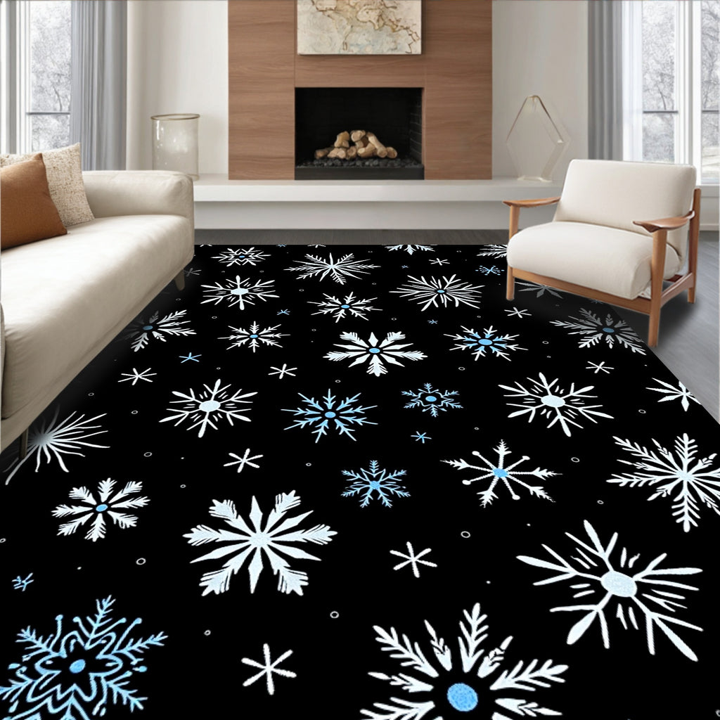 Winter White Blue Snowflake Scatter Rug