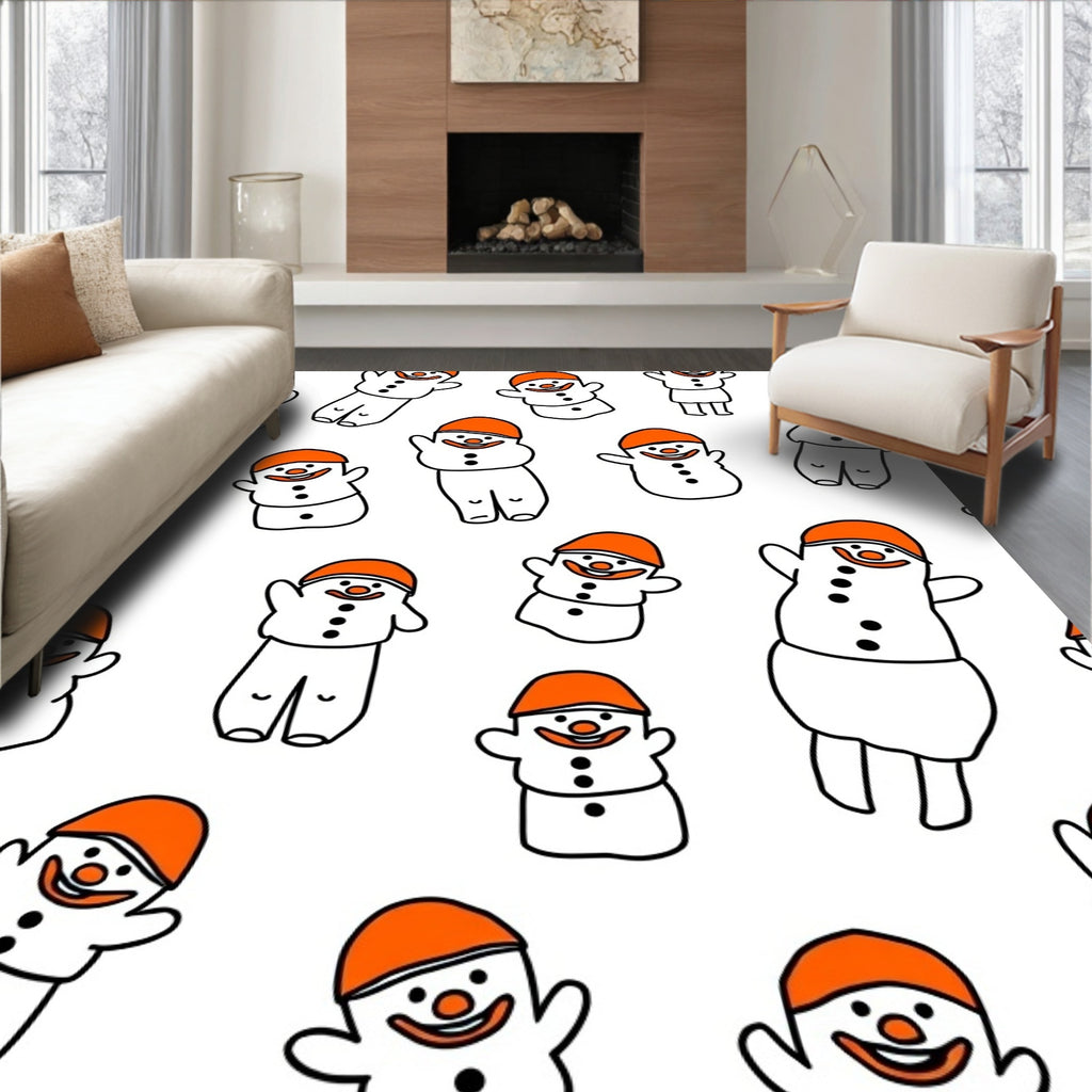 Happy Orange Snowman Collection Rug