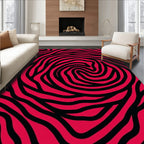 Crimson Black Swirling Wave Rug