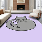 Charming Gray Sleeping Cat Rug