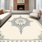 Cream Gray Art Deco Star Burst Rug