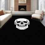 Grim White Skull Black Accent Rug