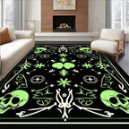Glow In Dark Skull Floral Border Rug