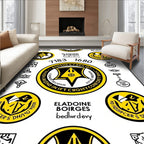 Gold Yellow Emblem Collage Rug